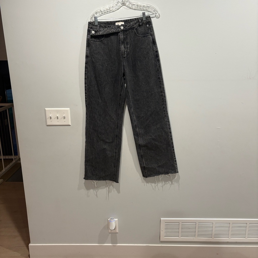 Stylish Charcoal Wide Leg Women's Jeans